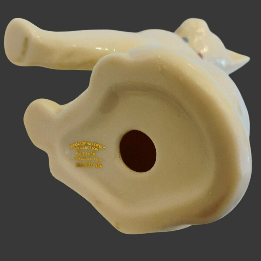 Lenox China Jewels Collectible Cat Figurine, Vintage 1994 White Gold Kitten 5" - Picture 5 of 7